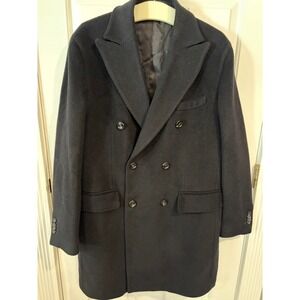 Vintage Men's Size 54 R Neiman Marcus Made In Italy Black Wool Mohair Coat